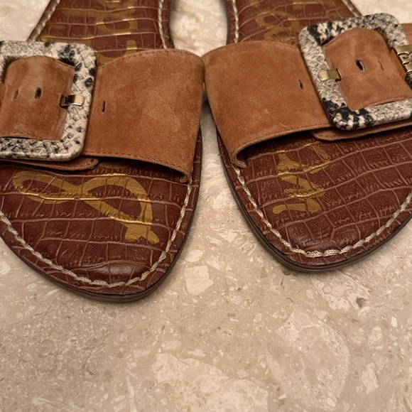 Sam Edelman Granada Suede Slip on Slide Sandals Size 11 Brown and Snakeskin - Picture 5 of 7
